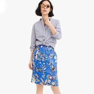 J. Crew Blue Ratti Tropical Toile Linen Skirt